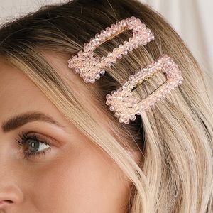 NEVER WORN Pink Beaded Hair Clips